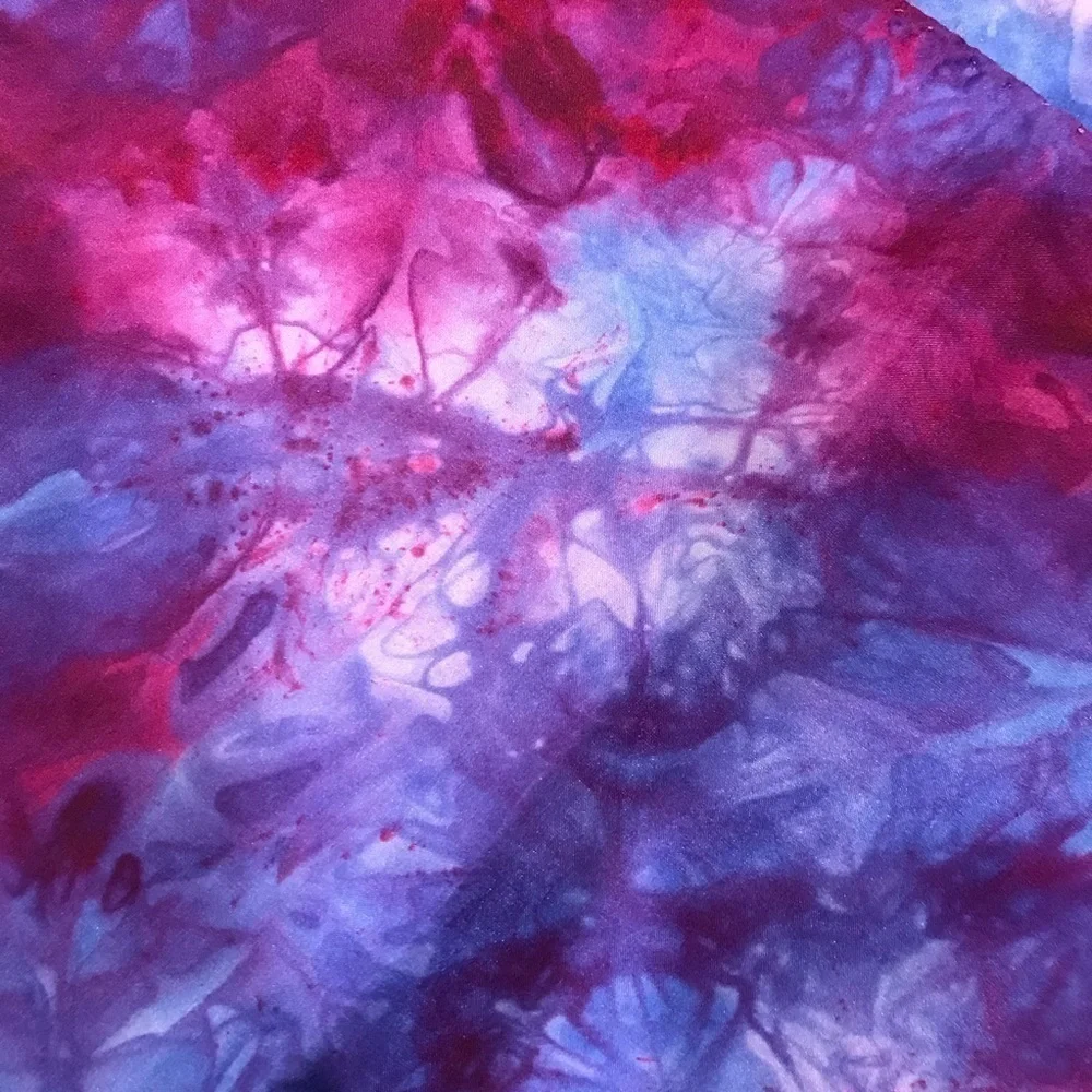 2 tie dye immersion dyed silk handkerchiefs purple magenta